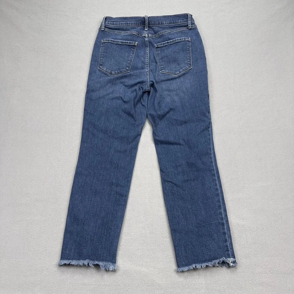 ANA Women's‎ Jeans Size 6 High Rise Stretch Panel Straight Leg Crop Raw Hem